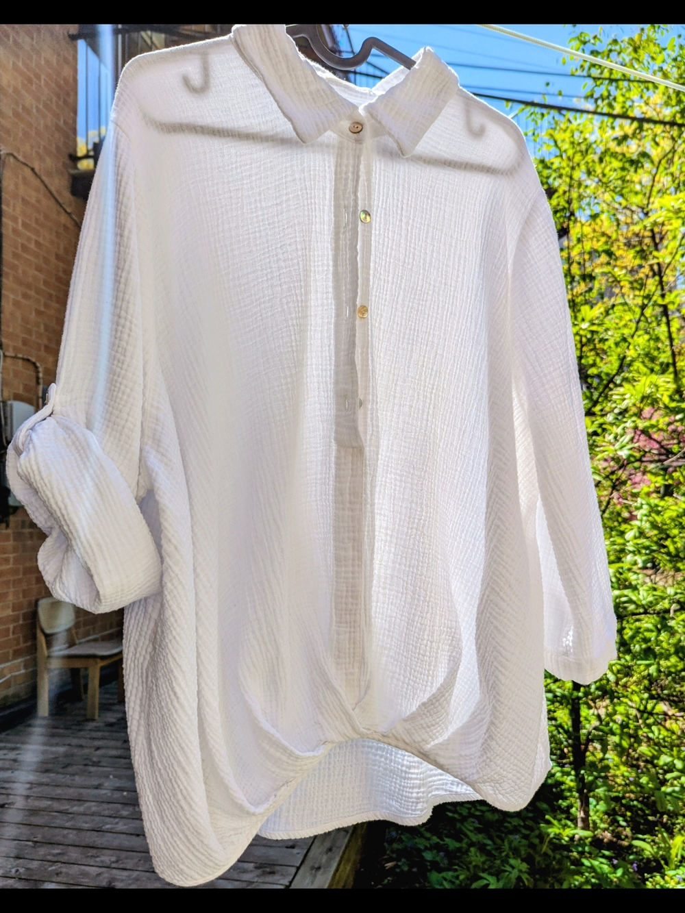 4OUR DREAMERS White Cotton Gauze Tunic Top 1X | Coastal Grandma Boho Lagenlook
